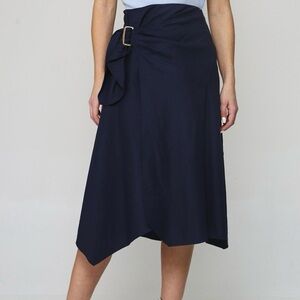Vince Linen Blend Side Buckle Drape Skirt | Sz 8